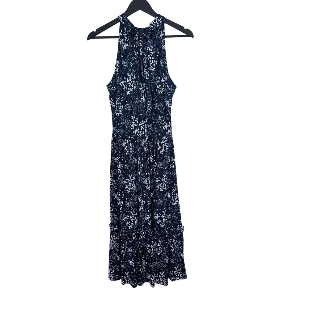 MICHAEL KORS Women's Blue Floral Halter Neck Midi Dress - Picture 6 of 10